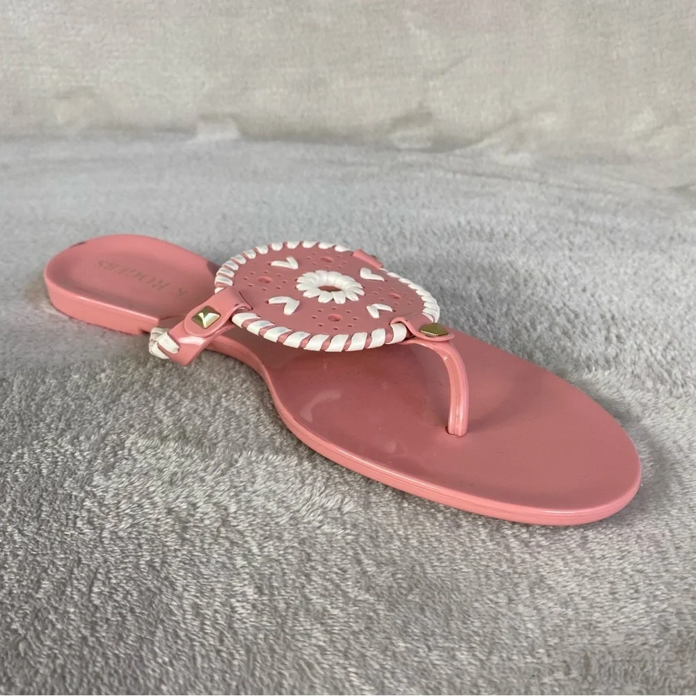 Jack Rogers Georgica Womens Flip Flop Sandals Size 9 Rose Pink White Jelly